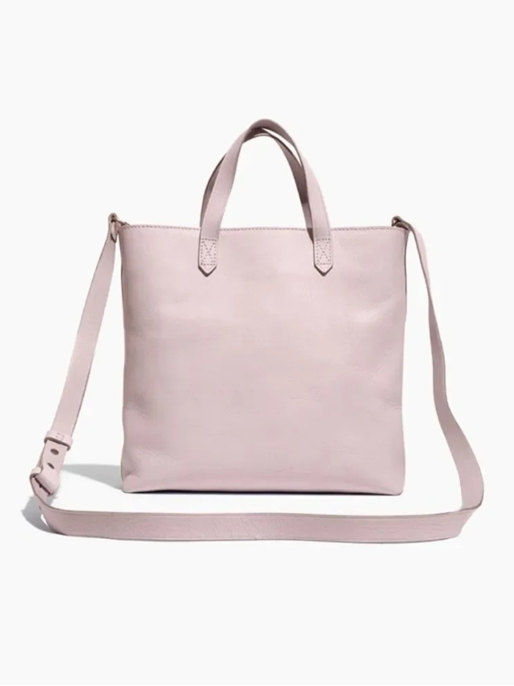 MADEWELL Medium Zip-Top Transport Tinted Blush Leather Crossbody/Tote Bag